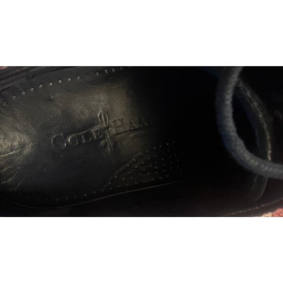 8M Cole Haan Colton Brogue Perforated Wingtip Oxford Black Leather Lace-Up Shoe - Picture 9 of 10